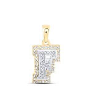 0.20cttw Diamond F Initial Letter Pendant 10kt Two-tone Gold